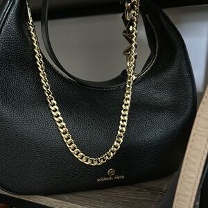 Michael Kors Black Shoulder Bag with Gold Chain